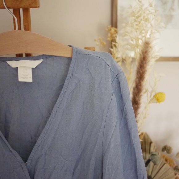 [3/$25] H&M Wrap top in dusty blue - Picture 3 of 3